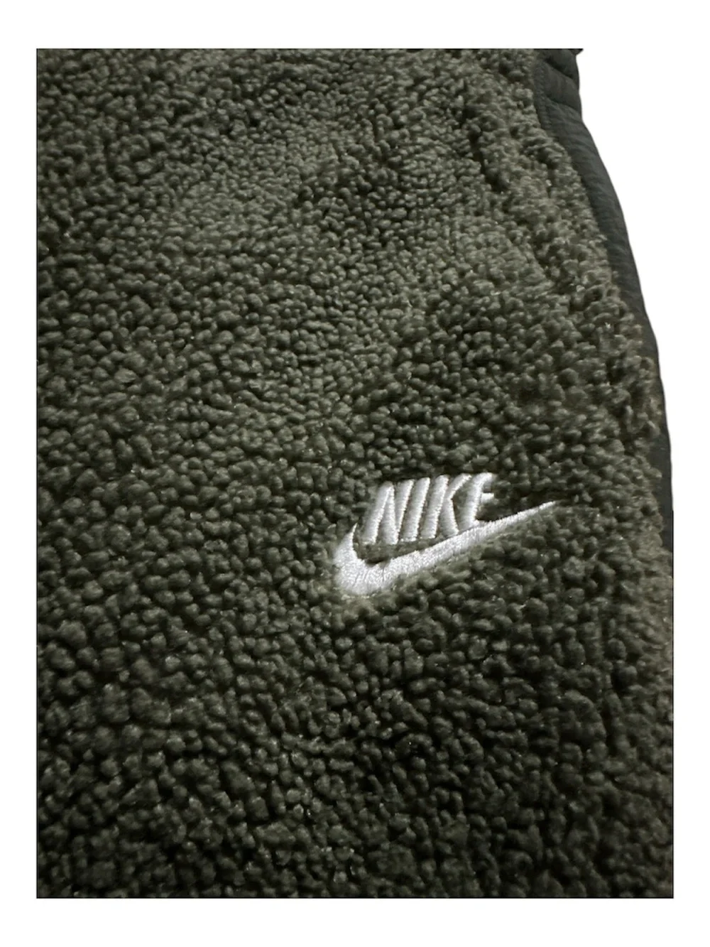 Nike Kids Olive Green Sherpa Joggers with White Logo